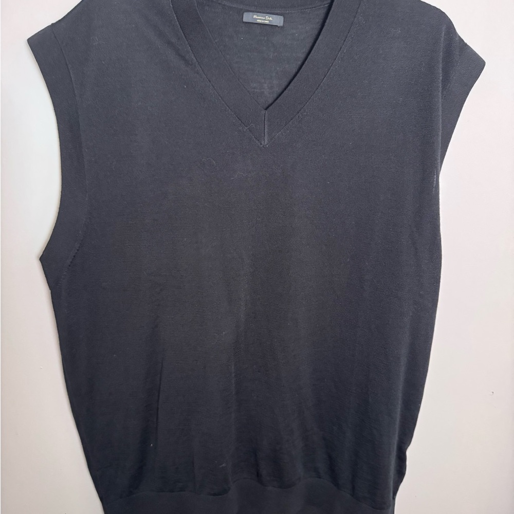 Massimo Dutti Black V-Neck Sweater Vest